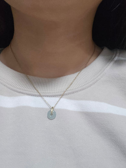 Guardian | Dainty Safekeeping 'Ping An' Jadeite Pendant in Aqua Green (10mm)