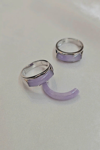 Jian | Untreated Grade-A Jadeite Ring in Dark Lavender Purple