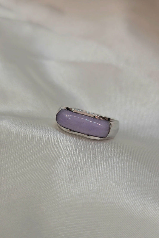 Jian | Untreated Grade-A Jadeite Ring in Dark Lavender Purple