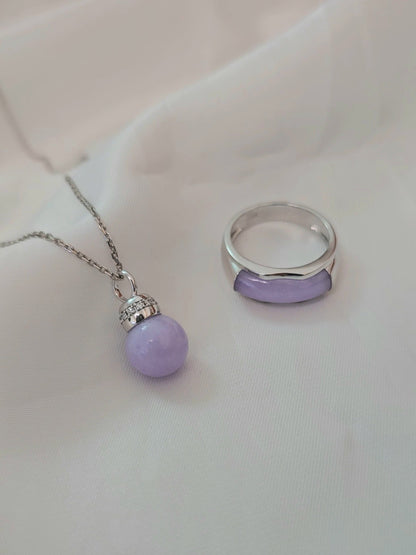 Jian | Untreated Grade-A Jadeite Ring in Dark Lavender Purple