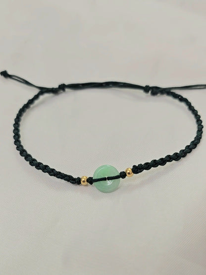 Guardian | Dainty Safekeeping Adjustable 'Ping An' Jadeite Braided Bracelet (9mm)