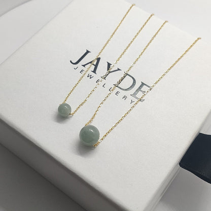 Yuan | Minimalist Floating Jade Necklace in Aqua Green