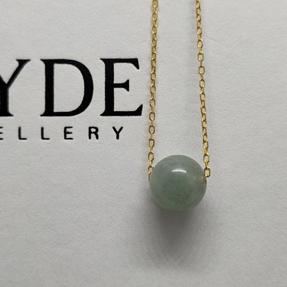 Yuan | Minimalist Floating Jade Necklace in Aqua Green