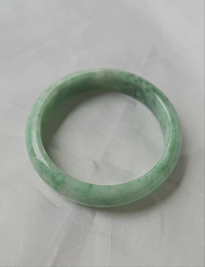 GUARDIAN | JAYDE Untreated Grade-A Jadeite Bangle in Pastel & Dark Green (53.7mm Half Round)