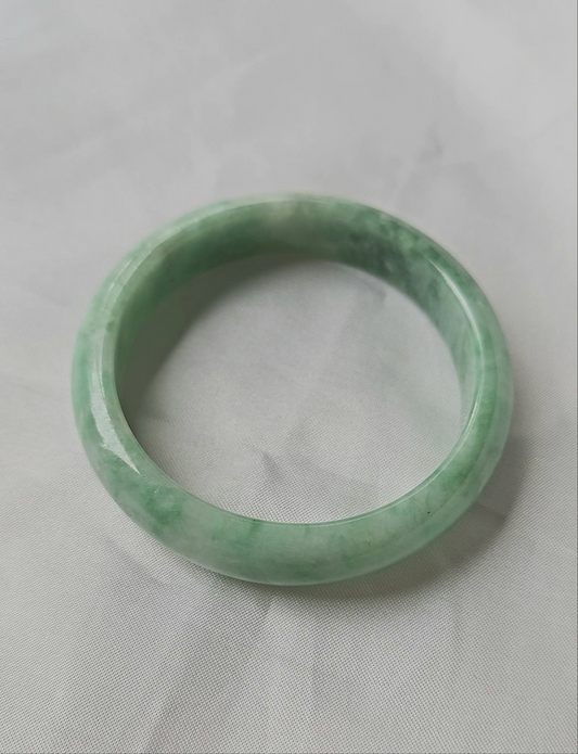 GUARDIAN | JAYDE Untreated Grade-A Jadeite Bangle in Pastel & Dark Green (53.7mm Half Round)