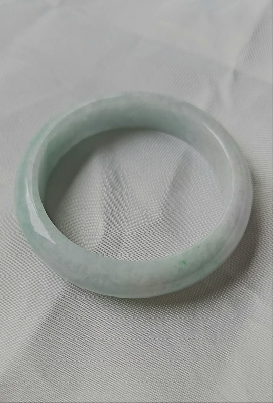 GUARDIAN | JAYDE Natural Grade-A Jadeite Bangle in Light Aqua Green/White (52.2mm Half Round)