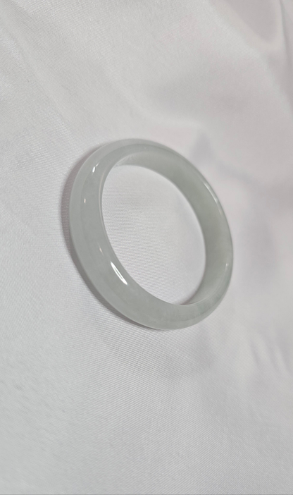GUARDIAN | JAYDE Natural Grade-A Jadeite Bangle in Dreamy White with pastel green undertone (56.6mm Half Round)