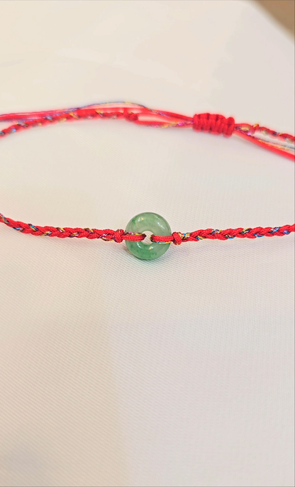 Guardian | Dainty Safekeeping 'Ping An' Jadeite Braided Bracelet in Vintage Green