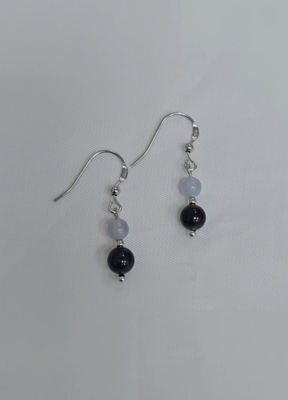 Yuan | 'Ocean' Jadeite Drop Earrings in Night Blue
