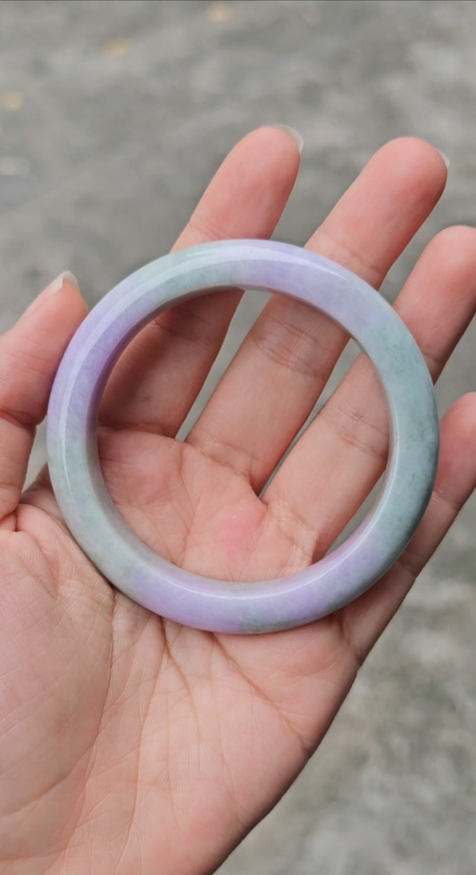 GUARDIAN | JAYDE Natural Grade-A Jadeite Bangle in Lavender Purple and Pastel Green (55.5mm Half Round)