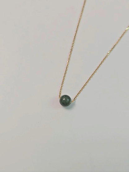 Yuan | Minimalist Floating Jadeite Necklace in Aqua Green