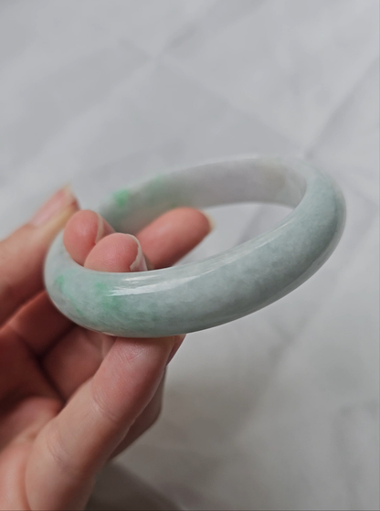 GUARDIAN | JAYDE Natural Grade-A Jadeite Bangle in Light Aqua Green/White (52.2mm Half Round)