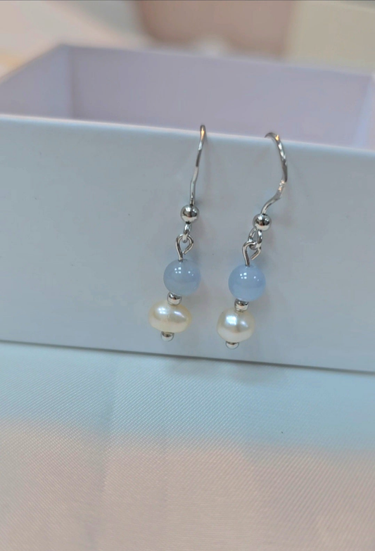 Yuan | 'Ocean' Jadeite Drop Earrings in Ocean Blue