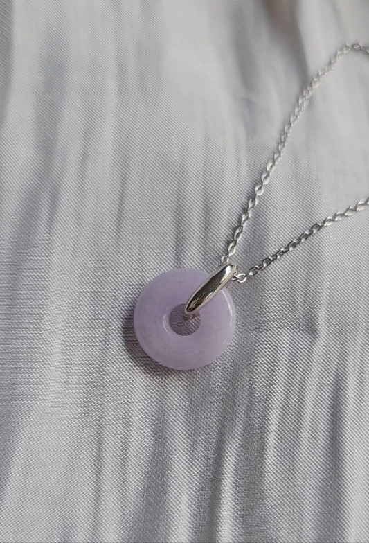 Guardian | Mei Safekeeping 'Ping An' Jadeite Pendant in Lavender Purple (13mm)