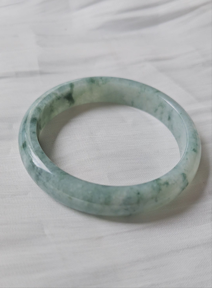 GUARDIAN | JAYDE Natural Grade-A Jadeite Bangle in Floral Green/Piao Hua (57.6mm Half Round)