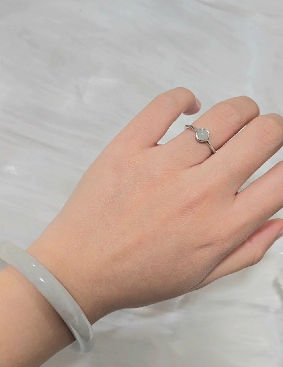 Galaxy | Moon Jadeite Adjustable Ring in Dreamy White
