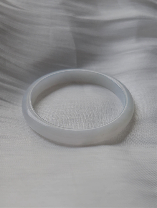 GUARDIAN | JAYDE Natural Grade-A Jadeite Bangle in Icy White (56mm Half Round)