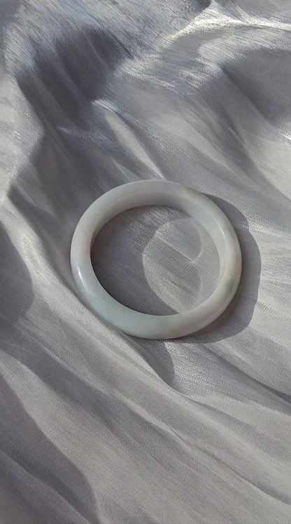 GUARDIAN | JAYDE Natural Grade-A Jadeite Bangle in White with Pale Lavender Purple & Green (56.3mm Half Round)