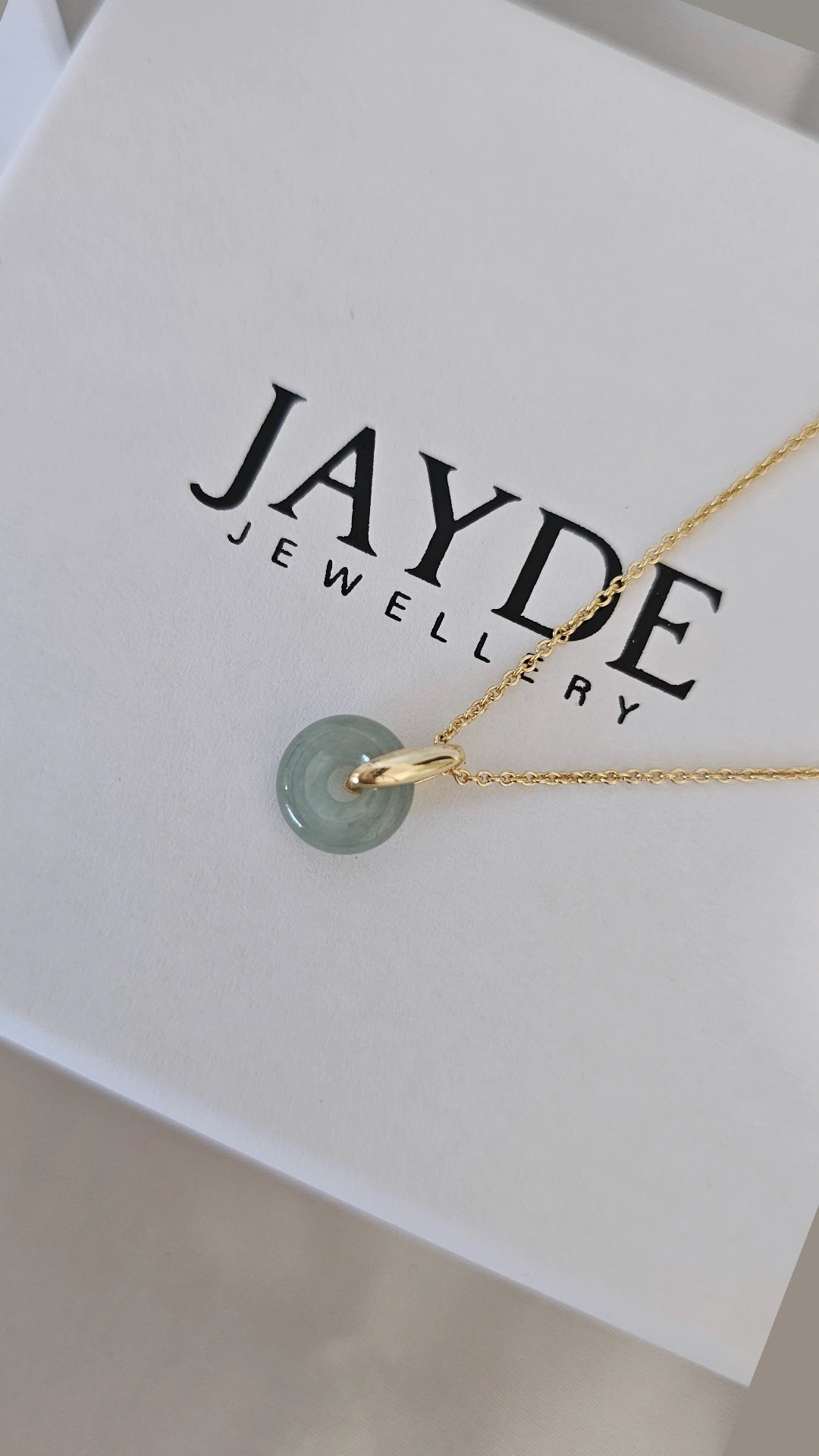 minimalistic modern simple green white jadeite donut ping an kou jade 14K gold vermeil pendant