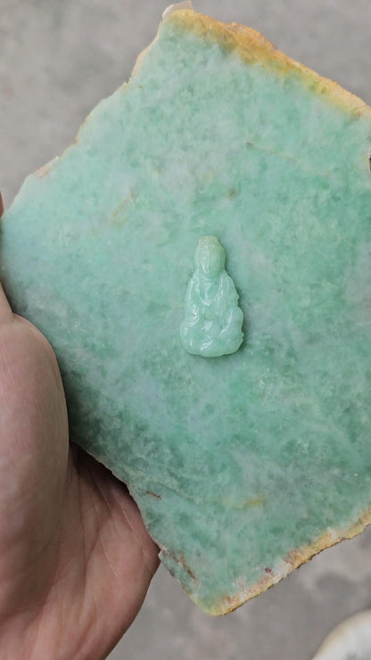 Custom GuanYin pendant with Moissanite stones
