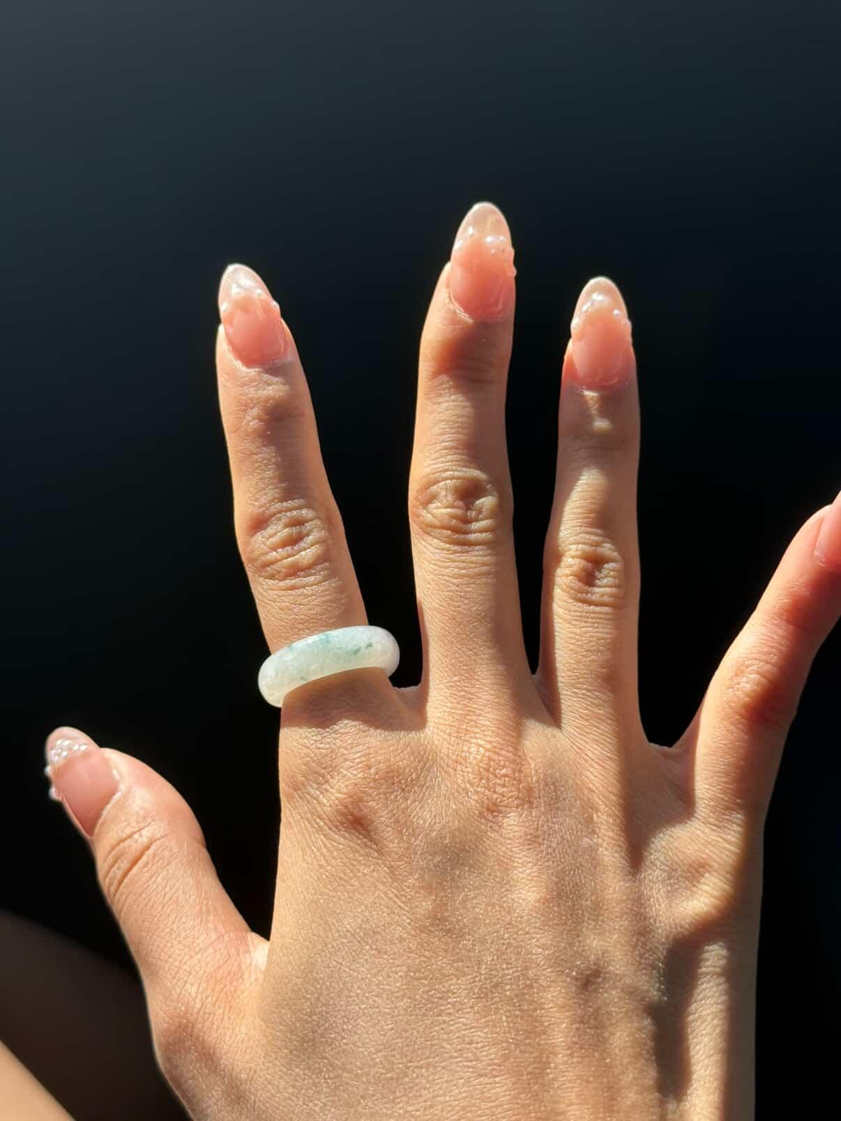 Yuan | Untreated Grade-A Jadeite Ring in Floral Green