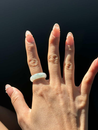 Yuan | Untreated Grade-A Jadeite Ring in Floral Green