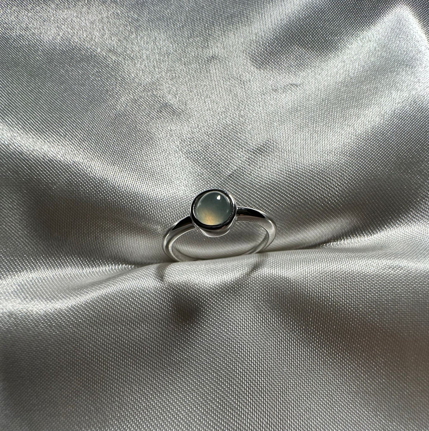 Galaxy | Moon Jadeite Adjustable Ring in Aqua Green (Silver)