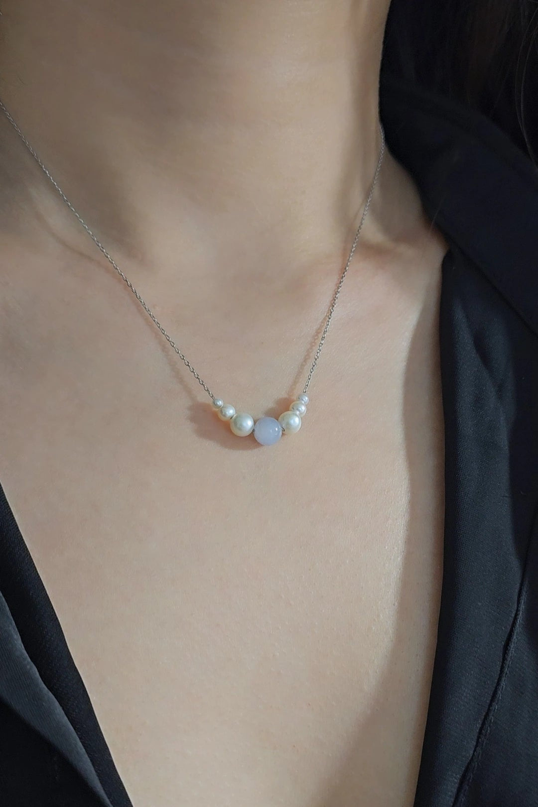 Yuan | Constellation Jadeite Bead Bracelet in Lavender Purple with Freshwater Pearls