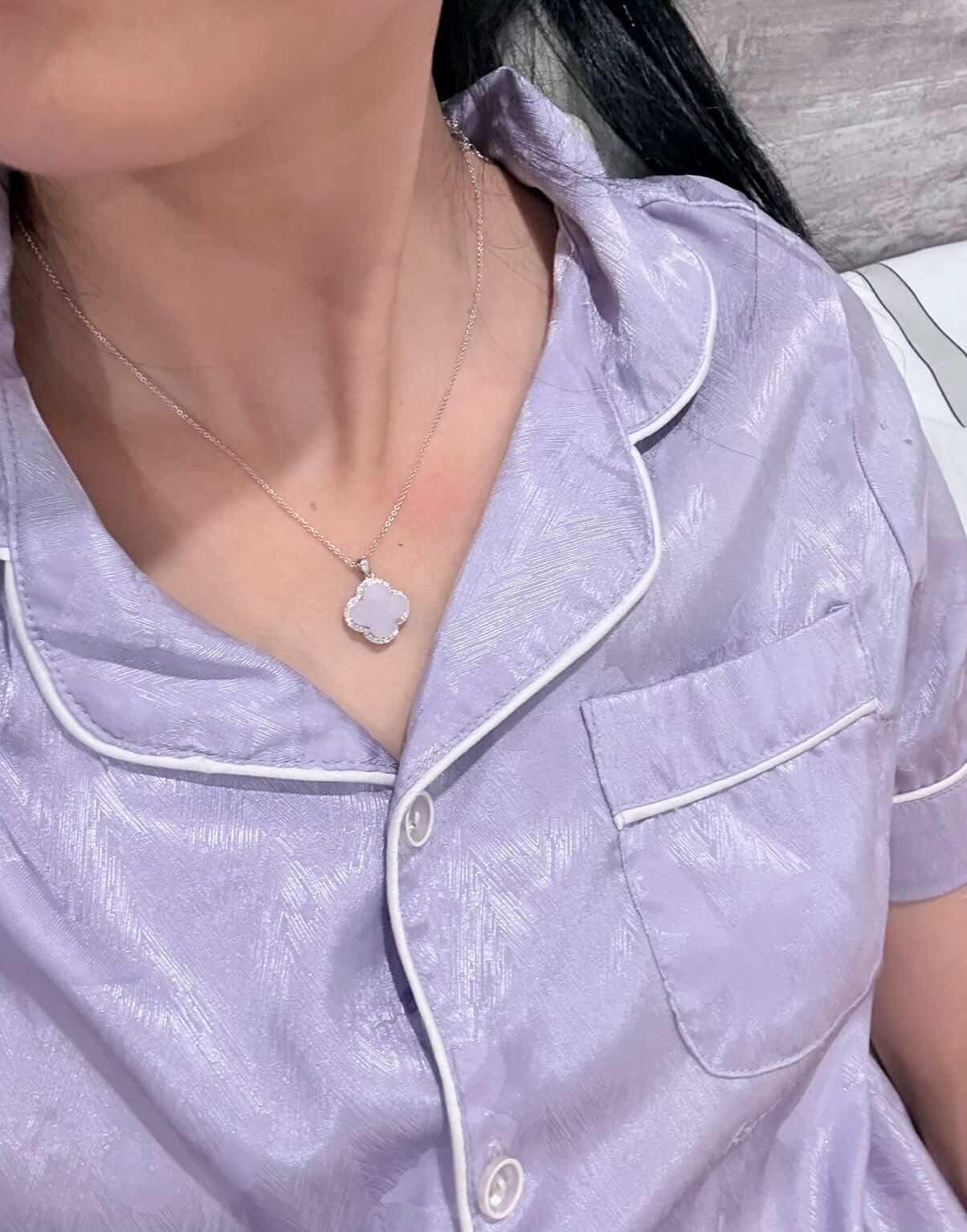 自然 | 緣份四葉草淡紫翡翠吊墜