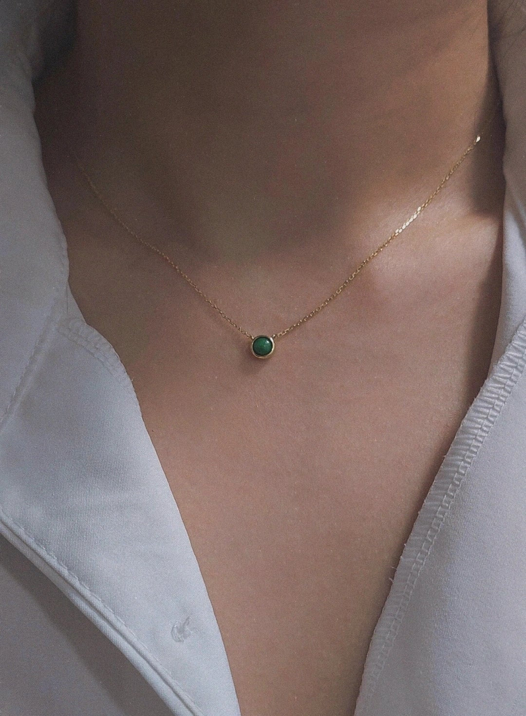 Galaxy | Dainty Moon Jadeite Pendant in Deep Green