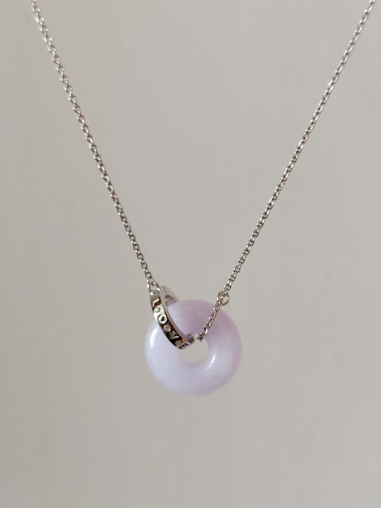 minimalistic modern simple lavender purple donute ping an kou jadeite jade necklace