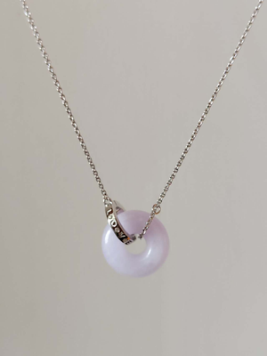 minimalistic modern simple lavender purple donute ping an kou jadeite jade necklace