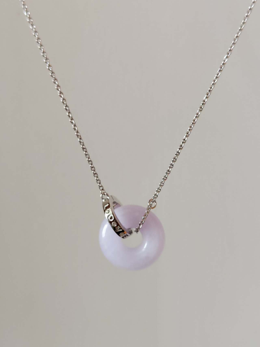 minimalistic modern simple lavender purple donute ping an kou jadeite jade necklace