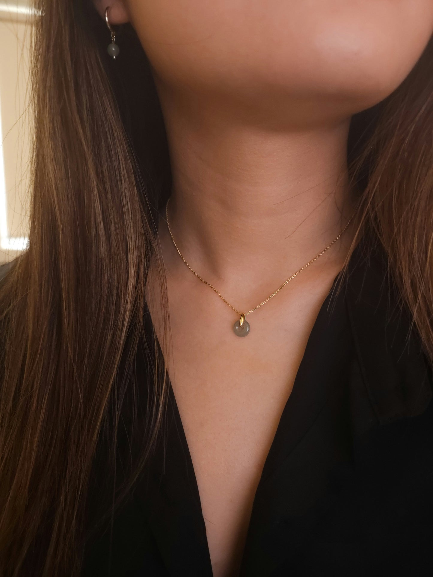 Guardian | Dainty Safekeeping 'Ping An' Jadeite Pendant in Aqua Green (10mm)