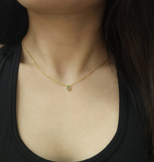 Galaxy | Dainty Moon Jadeite Pendant in Aqua Green (18K Gold Vermeil)
