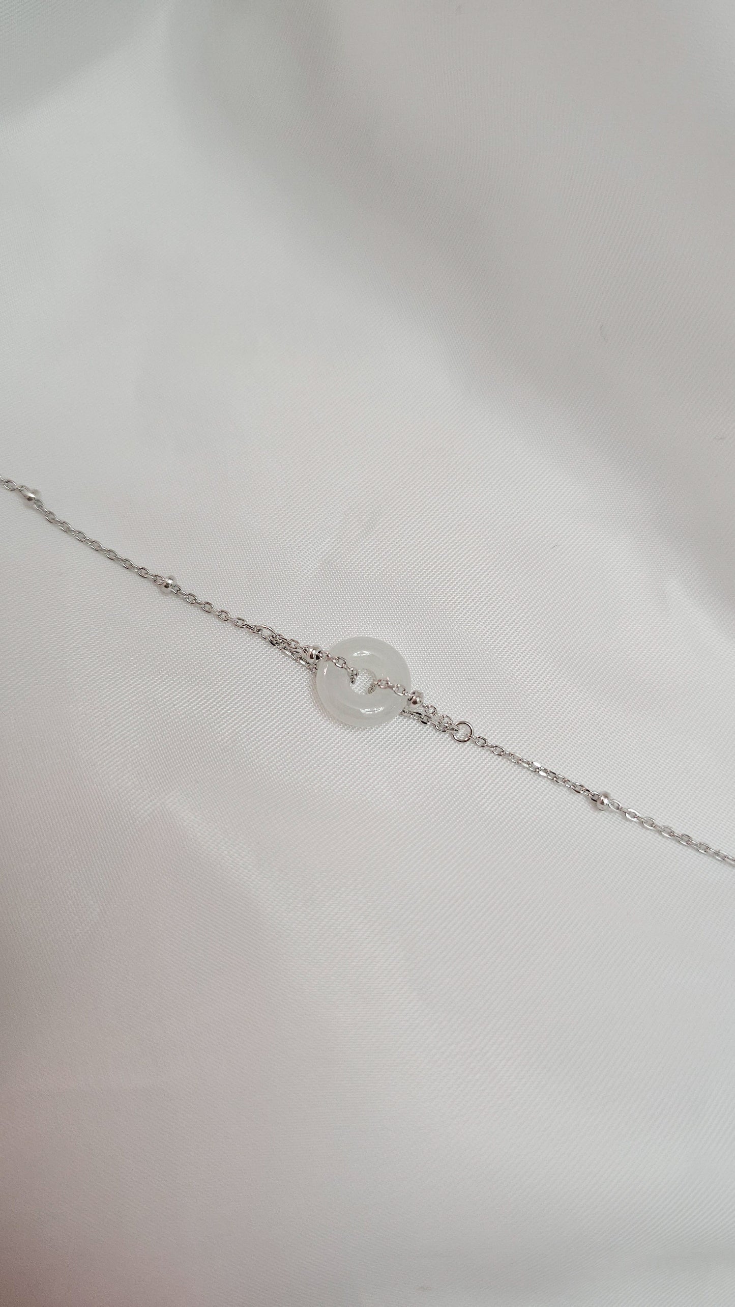 Guardian | Dainty Safekeeping 'Ping An' Jadeite Bracelet in Icy Mist