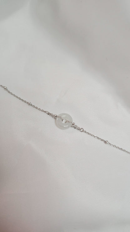 Guardian | Dainty Safekeeping 'Ping An' Jadeite Bracelet in Icy Mist