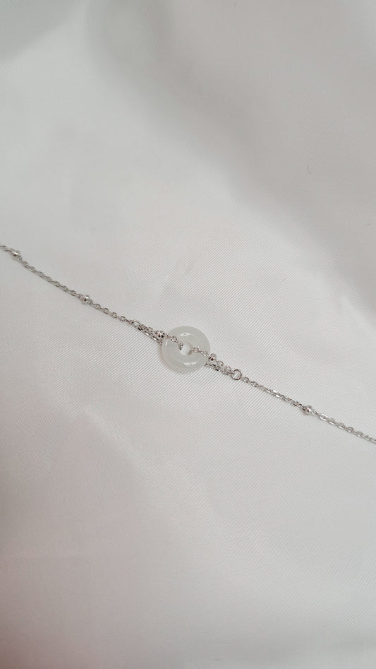 Guardian | Dainty Safekeeping 'Ping An' Jadeite Bracelet in Icy Mist