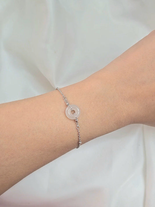 Guardian | Dainty Safekeeping 'Ping An' Jadeite Bracelet in Icy Mist