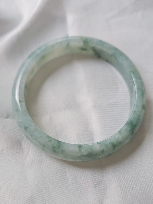 GUARDIAN | JAYDE Natural Grade-A Jadeite Bangle in Floral Green/Piao Hua (55.4mm Half Round)
