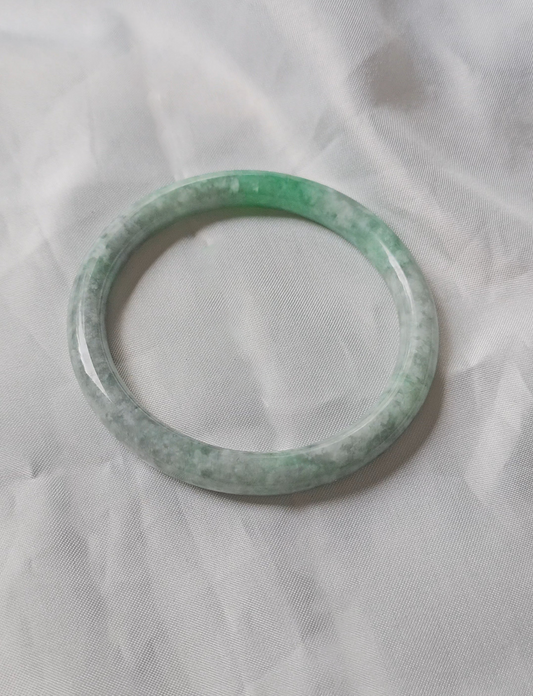GUARDIAN | JAYDE Untreated Grade-A Jadeite Bangle in Aqua Green with Dark Green (59.9mm Round)
