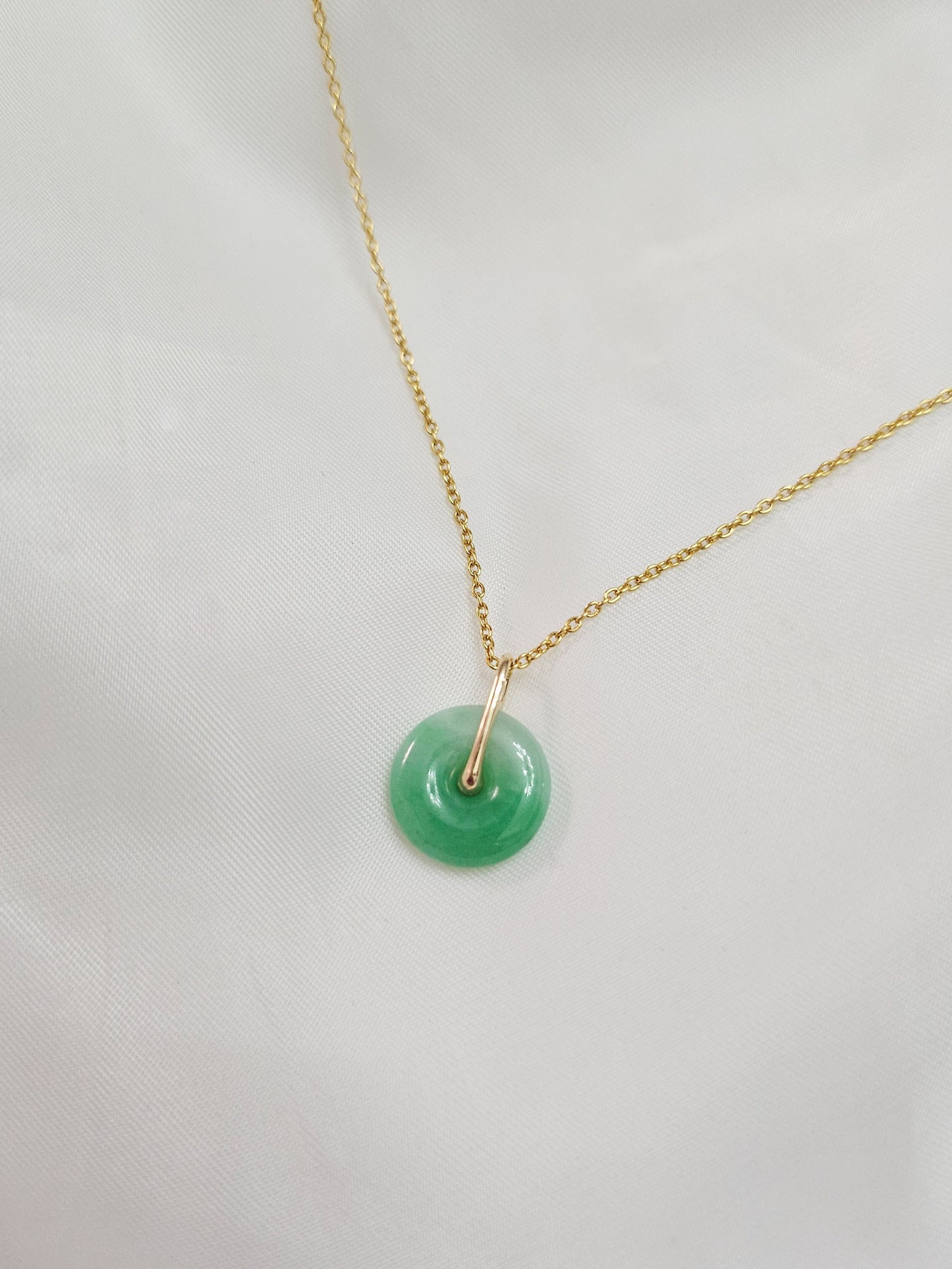 Guardian | Imperial Safekeeping 'Ping An' Jadeite Pendant in Deep Green (13mm, 18ct Gold)