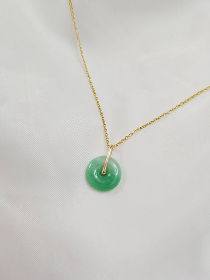 Guardian | Imperial Safekeeping 'Ping An' Jadeite Pendant in Deep Green (13mm, 18ct Gold)