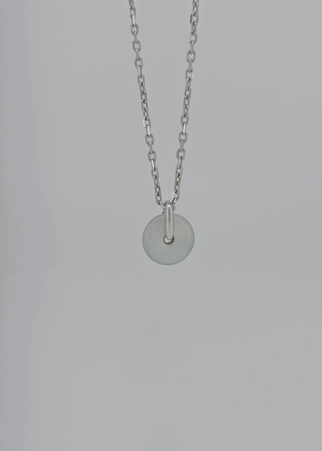 Guardian | Dreamy Safekeeping 'Ping An' Jadeite Pendant in Icy Mist (13mm, Silver)