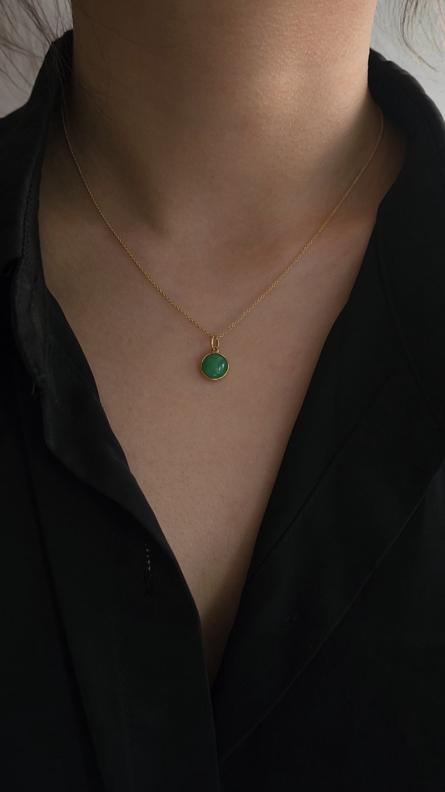 Galaxy | Moon Jadeite Pendant in Apple Green (18K Solid Gold)