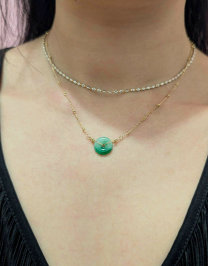 Guardian | Liàn Safekeeping 'Ping An' Jadeite Pendant in Deep Green (13mm)