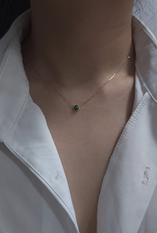 Galaxy | Dainty Moon Jadeite Pendant in Deep Green