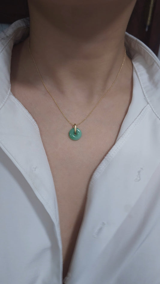 Guardian | Imperial Safekeeping 'Ping An' Jadeite Pendant in Deep Green (13mm, 18K Gold Vermeil/Solid Gold)