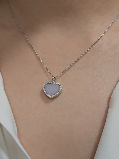 Guardian | Love Heart Jadeite Necklace in Light Lavender Purple