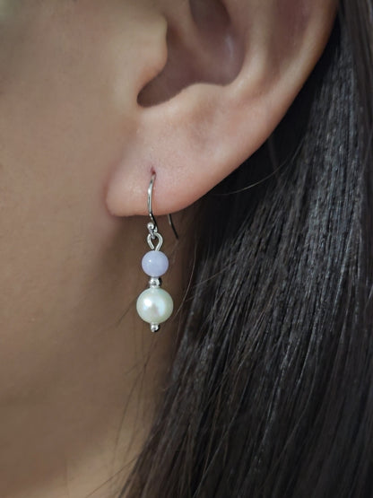 Yuan | Jadeite Drop Earrings in Lavender Pearl